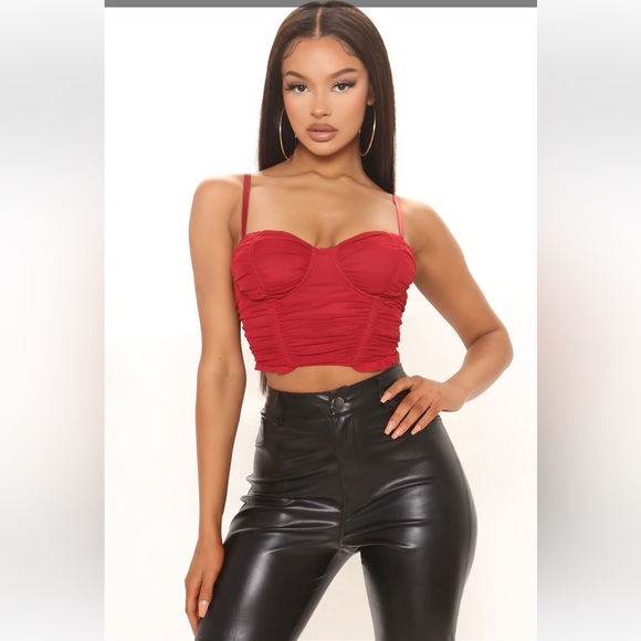 Fashion nova no tease mesh corset top in red. Size S - Picture 2 of 12